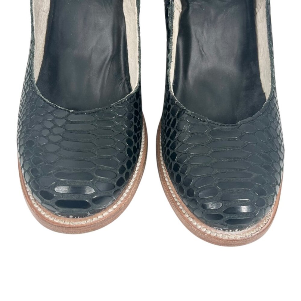 Freebird by Steven Randi Black Snake Embossed Heeled Shoes - Picture 4 of 11